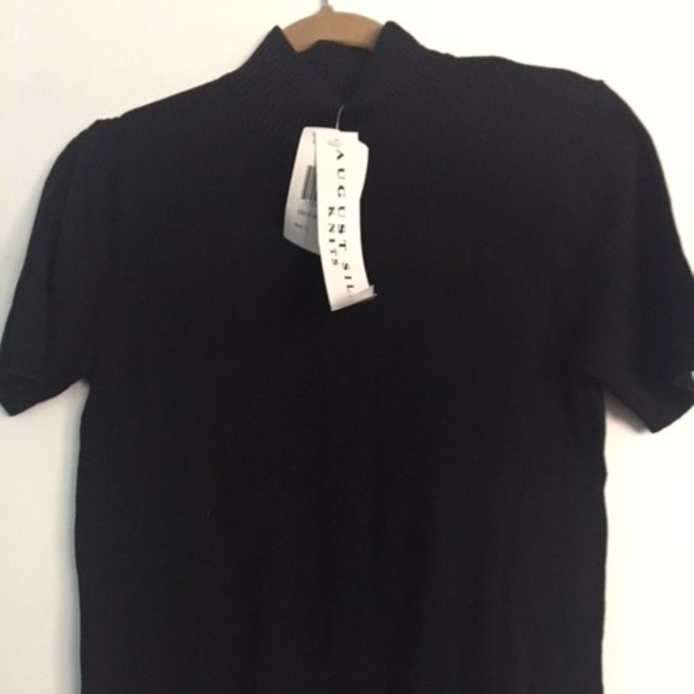 August Silk 100% silk ribbed mock turtle neck